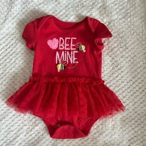 Valentines Bee Mine Onsie with Tutu. 6-9 months. Girls